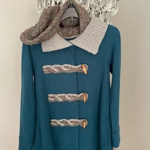 Anthropologie Fiets Voor2 Sweater Jacket Green/Blue Teal Color Size Small